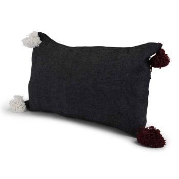 Moroccan Pom-Pom Cushion Anthracite 60 x 40cm