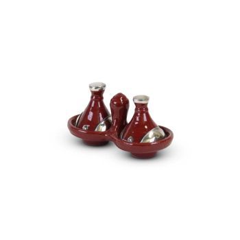 Tajine mini Burgundy with Metal 2-piece