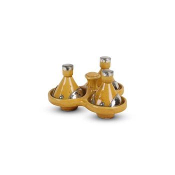 Tajine mini Yellow with Metal 3-piece