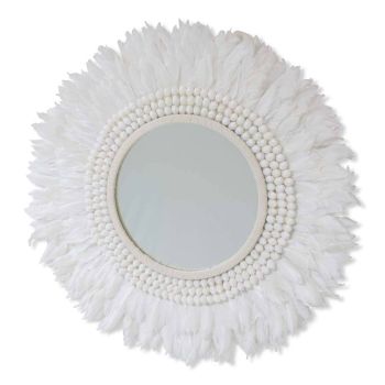 Wall mirror Juju with Feathers and Shells Ø 65cm